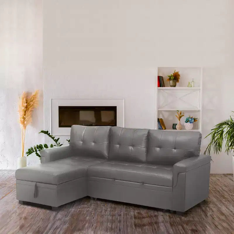 Divano Sezionale Reversibile Letto Home Imports Emporium - Divano Convertibile con Chaise Longue Contenitore, Design Salvaspazio per Soggiorni Moderni