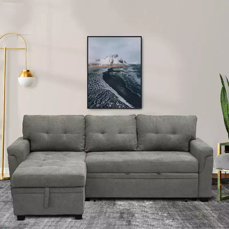 Divano Sezionale Reversibile Letto Home Imports Emporium - Divano Convertibile con Chaise Longue Contenitore, Design Salvaspazio per Soggiorni Moderni