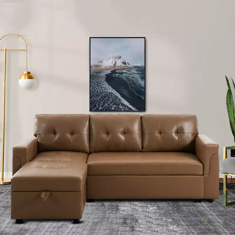 Divano Sezionale Reversibile Letto Home Imports Emporium - Divano Convertibile con Chaise Longue Contenitore, Design Salvaspazio per Soggiorni Moderni