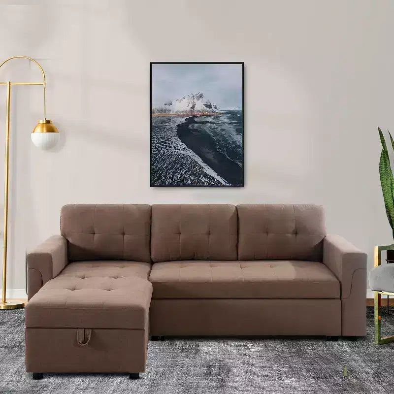 Divano Sezionale Reversibile Letto Home Imports Emporium - Divano Convertibile con Chaise Longue Contenitore, Design Salvaspazio per Soggiorni Moderni