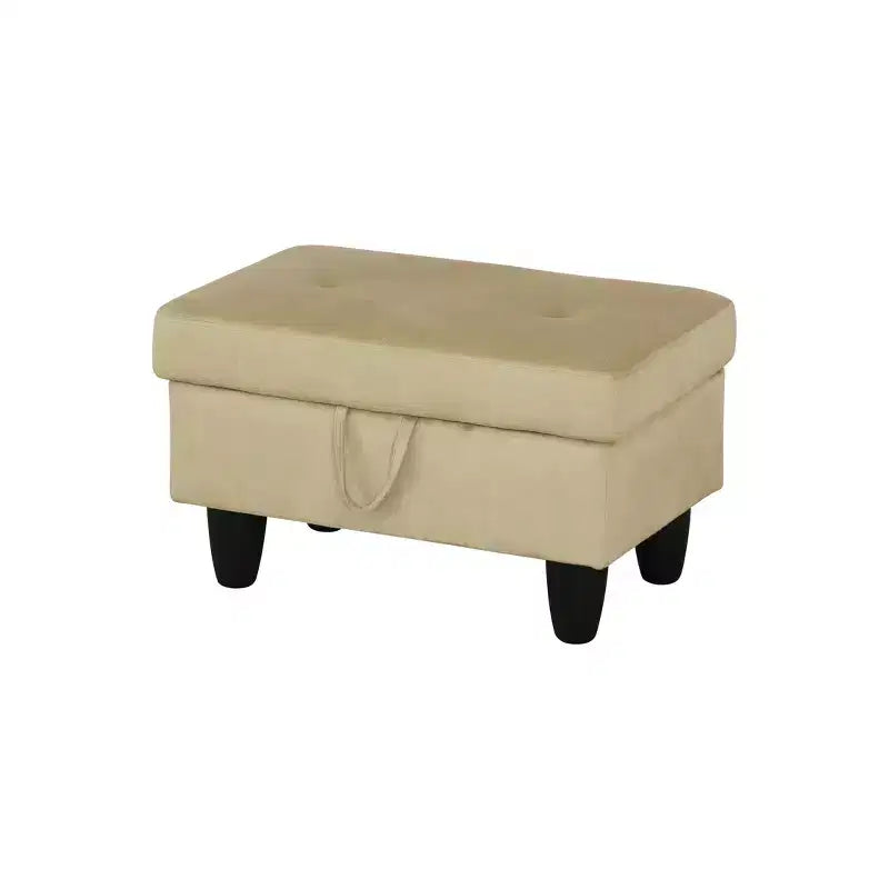 AndMakers 28,5 pollici L Pouf rettangolare in misto poliestere flanella con contenitore