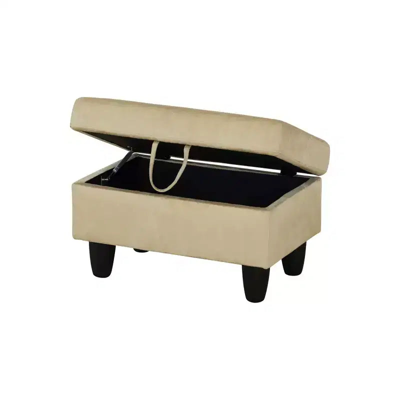 AndMakers 28,5 pollici L Pouf rettangolare in misto poliestere flanella con contenitore