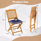 Set di 4 sedie pieghevoli da esterno Costway con schienale alto in legno di acacia e cuscini di seduta beige/blu navy/rosso