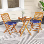 Set di 4 sedie pieghevoli da esterno Costway con schienale alto in legno di acacia e cuscini di seduta beige/blu navy/rosso