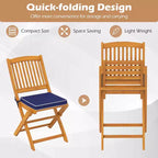 Set di 4 sedie pieghevoli da esterno Costway con schienale alto in legno di acacia e cuscini di seduta beige/blu navy/rosso