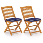 Set di 4 sedie pieghevoli da esterno Costway con schienale alto in legno di acacia e cuscini di seduta beige/blu navy/rosso