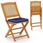 Set di 4 sedie pieghevoli da esterno Costway con schienale alto in legno di acacia e cuscini di seduta beige/blu navy/rosso