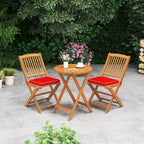 Set di 4 sedie pieghevoli da esterno Costway con schienale alto in legno di acacia e cuscini di seduta beige/blu navy/rosso