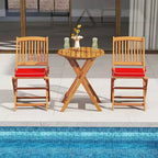 Set di 4 sedie pieghevoli da esterno Costway con schienale alto in legno di acacia e cuscini di seduta beige/blu navy/rosso