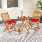Set di 4 sedie pieghevoli da esterno Costway con schienale alto in legno di acacia e cuscini di seduta beige/blu navy/rosso