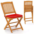 Set di 4 sedie pieghevoli da esterno Costway con schienale alto in legno di acacia e cuscini di seduta beige/blu navy/rosso