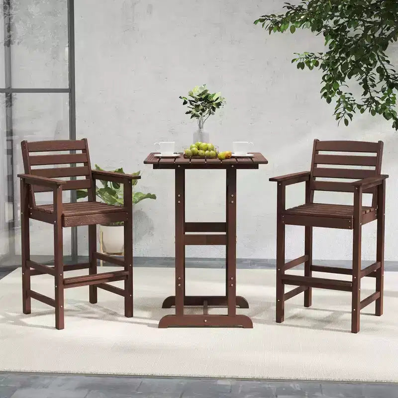 Costway Sedie da Bar Adirondack per Patio, Set da 2 con Braccioli Ampi e Poggiapiedi, Schienale Nero/Marrone/Grigio/Blu Navy