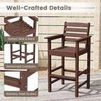 Costway Sedie da Bar Adirondack per Patio, Set da 2 con Braccioli Ampi e Poggiapiedi, Schienale Nero/Marrone/Grigio/Blu Navy