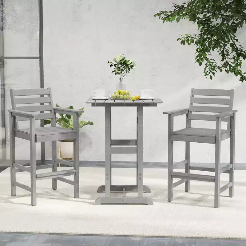 Costway Sedie da Bar Adirondack per Patio, Set da 2 con Braccioli Ampi e Poggiapiedi, Schienale Nero/Marrone/Grigio/Blu Navy