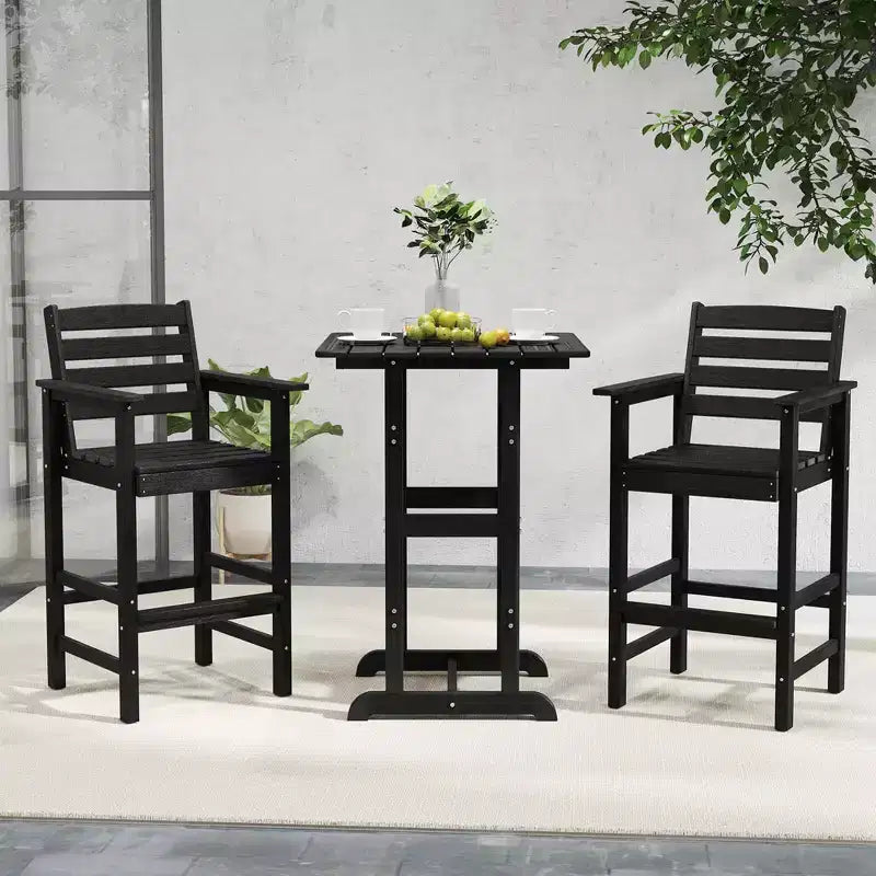 Costway Sedie da Bar Adirondack per Patio, Set da 2 con Braccioli Ampi e Poggiapiedi, Schienale Nero/Marrone/Grigio/Blu Navy