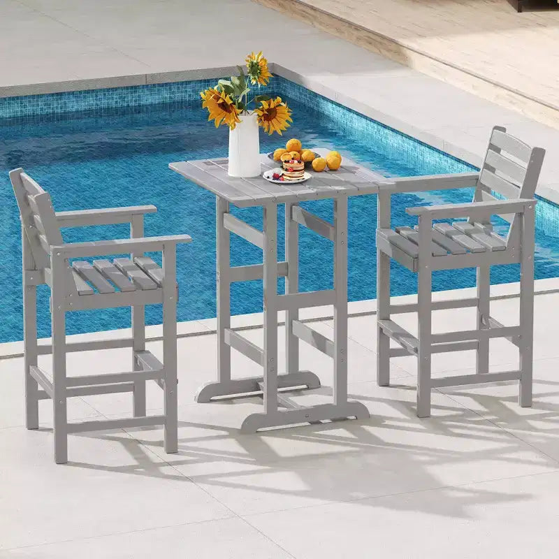 Costway Sedie da Bar Adirondack per Patio, Set da 2 con Braccioli Ampi e Poggiapiedi, Schienale Nero/Marrone/Grigio/Blu Navy