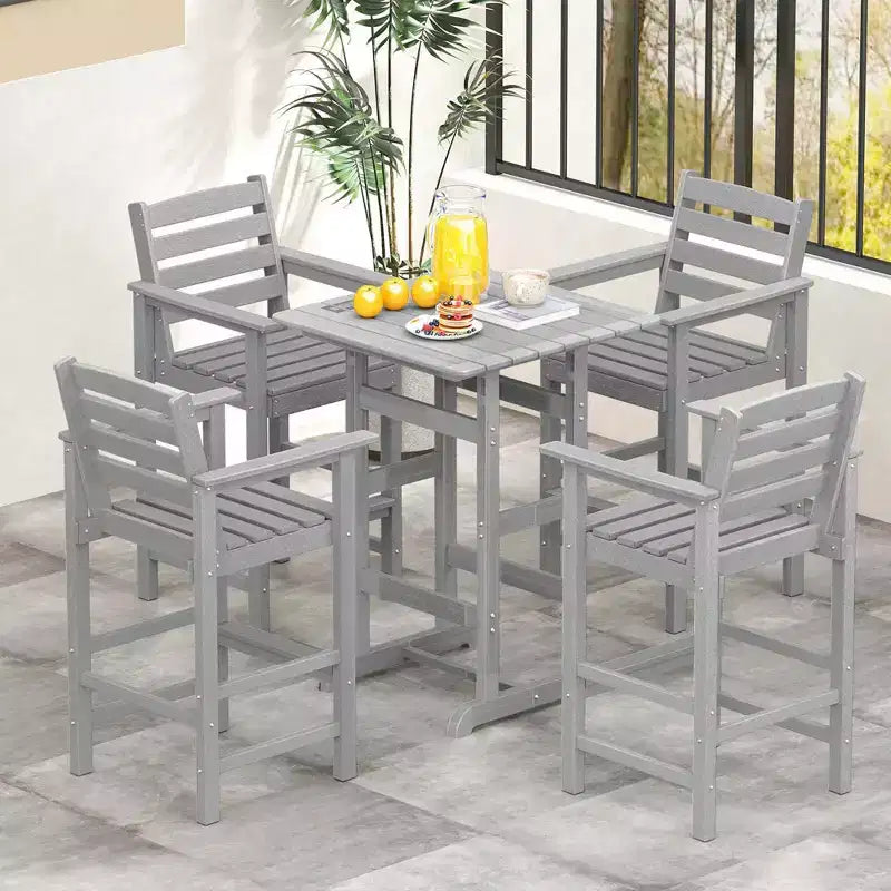 Costway Sedie da Bar Adirondack per Patio, Set da 2 con Braccioli Ampi e Poggiapiedi, Schienale Nero/Marrone/Grigio/Blu Navy