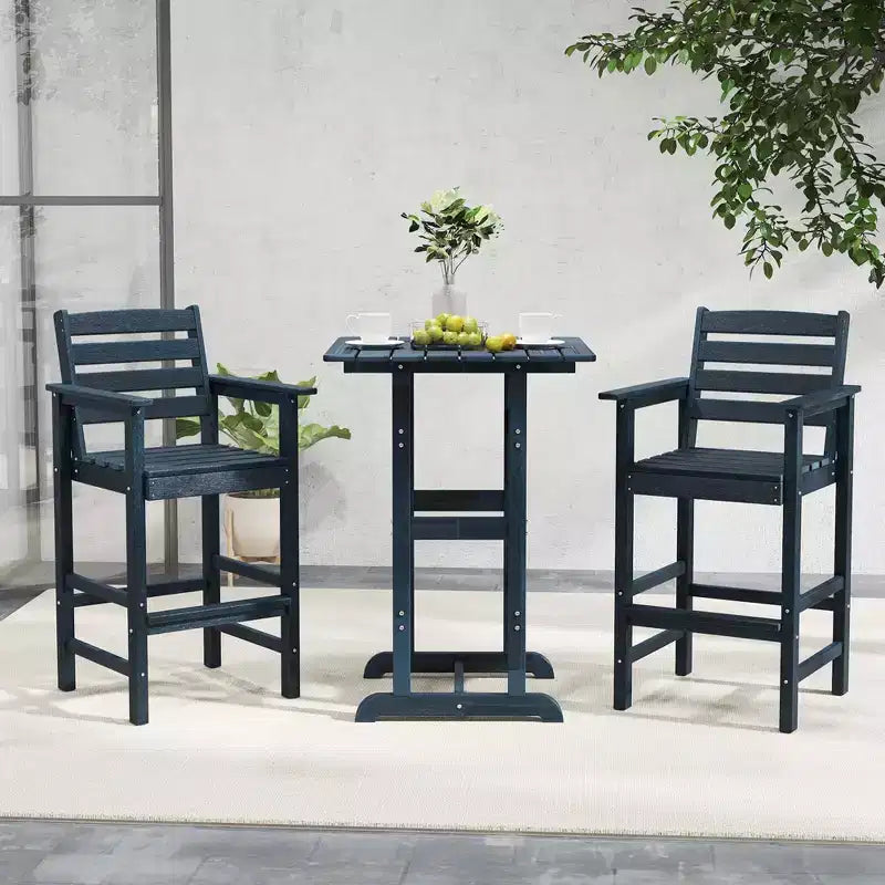 Costway Sedie da Bar Adirondack per Patio, Set da 2 con Braccioli Ampi e Poggiapiedi, Schienale Nero/Marrone/Grigio/Blu Navy