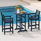 Costway Sedie da Bar Adirondack per Patio, Set da 2 con Braccioli Ampi e Poggiapiedi, Schienale Nero/Marrone/Grigio/Blu Navy