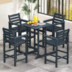 Costway Sedie da Bar Adirondack per Patio, Set da 2 con Braccioli Ampi e Poggiapiedi, Schienale Nero/Marrone/Grigio/Blu Navy
