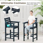 Costway Sedie da Bar Adirondack per Patio, Set da 2 con Braccioli Ampi e Poggiapiedi, Schienale Nero/Marrone/Grigio/Blu Navy