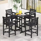 Costway Sedie da Bar Adirondack per Patio, Set da 2 con Braccioli Ampi e Poggiapiedi, Schienale Nero/Marrone/Grigio/Blu Navy
