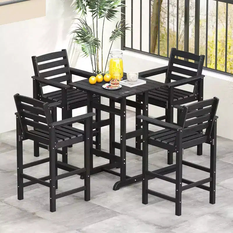 Costway Sedie da Bar Adirondack per Patio, Set da 2 con Braccioli Ampi e Poggiapiedi, Schienale Nero/Marrone/Grigio/Blu Navy