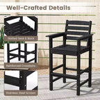 Costway Sedie da Bar Adirondack per Patio, Set da 2 con Braccioli Ampi e Poggiapiedi, Schienale Nero/Marrone/Grigio/Blu Navy