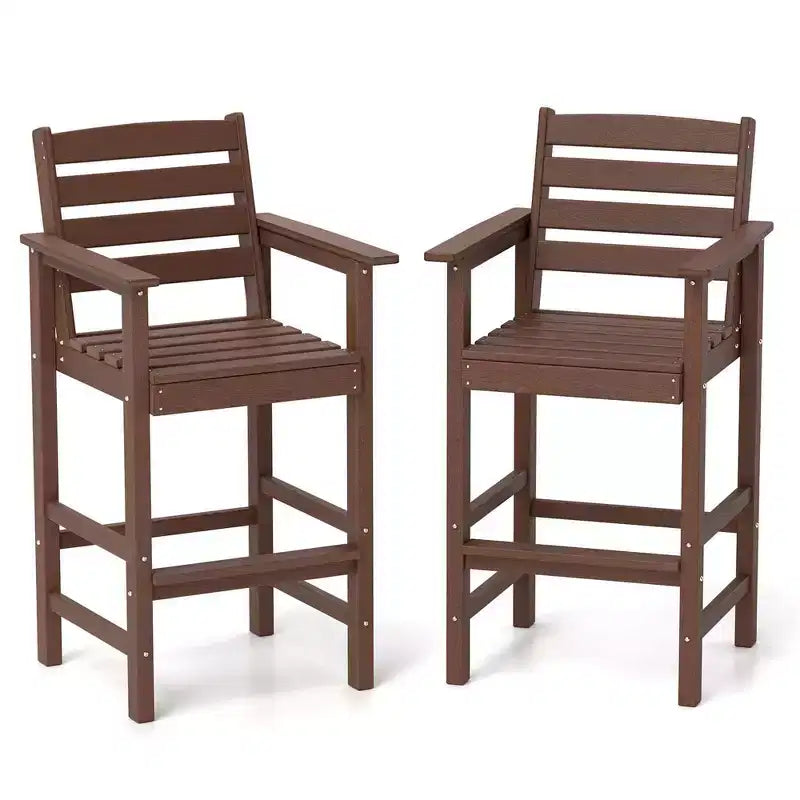 Costway Sedie da Bar Adirondack per Patio, Set da 2 con Braccioli Ampi e Poggiapiedi, Schienale Nero/Marrone/Grigio/Blu Navy