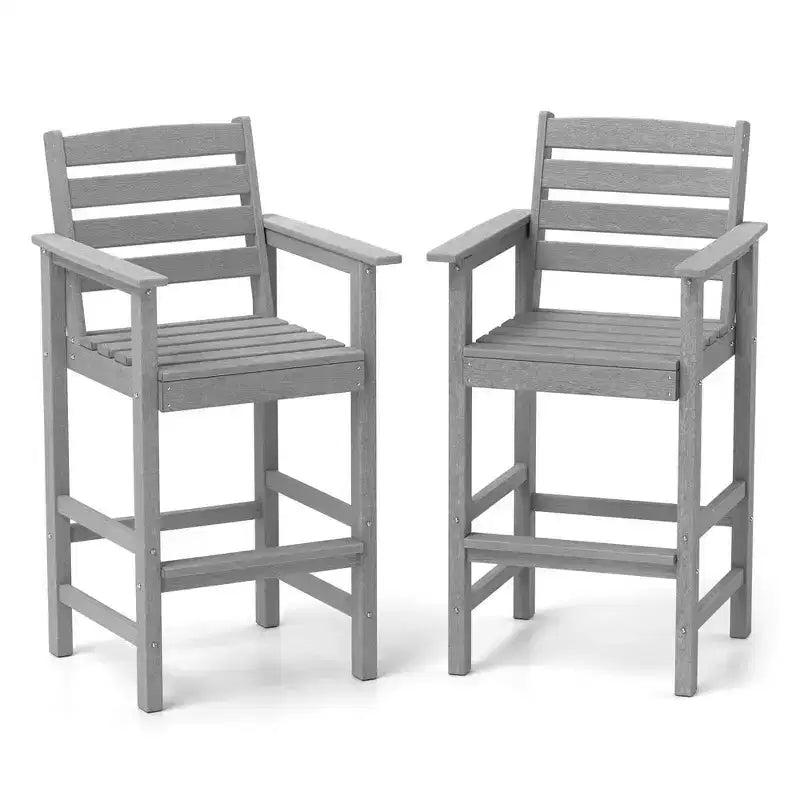 Costway Sedie da Bar Adirondack per Patio, Set da 2 con Braccioli Ampi e Poggiapiedi, Schienale Nero/Marrone/Grigio/Blu Navy