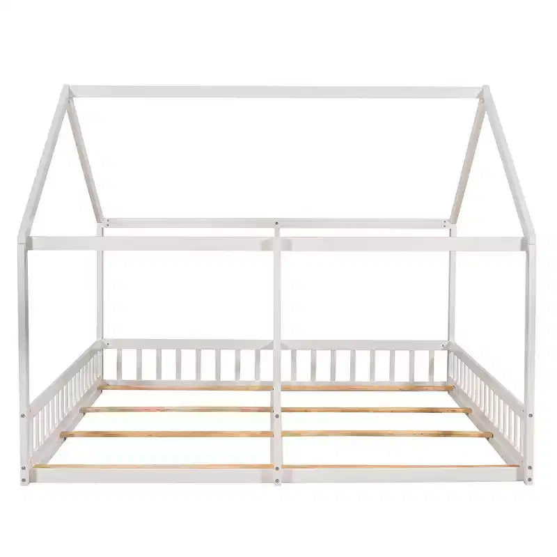 Whisen Morden Design Twin Size Wooden House Platform Beds with 2 Shared Beds
