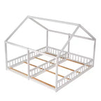 Whisen Morden Design Twin Size Wooden House Platform Beds with 2 Shared Beds