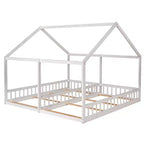 Whisen Morden Design Twin Size Wooden House Platform Beds with 2 Shared Beds