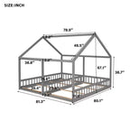 Whisen Morden Design Twin Size Wooden House Platform Beds with 2 Shared Beds