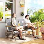 Outsunny Outdoor 2-Person Glider Bench with Table, Outside Breathable Mesh Swing Chair for Patio, Garden, Backyard, Porch