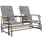 Outsunny Outdoor 2-Person Glider Bench with Table, Outside Breathable Mesh Swing Chair for Patio, Garden, Backyard, Porch