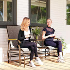 Outsunny Outdoor 2-Person Glider Bench with Table, Outside Breathable Mesh Swing Chair for Patio, Garden, Backyard, Porch