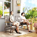 Outsunny Outdoor 2-Person Glider Bench with Table, Outside Breathable Mesh Swing Chair for Patio, Garden, Backyard, Porch
