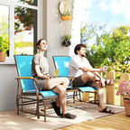 Outsunny Outdoor 2-Person Glider Bench with Table, Outside Breathable Mesh Swing Chair for Patio, Garden, Backyard, Porch