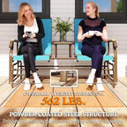 Outsunny Outdoor 2-Person Glider Bench with Table, Outside Breathable Mesh Swing Chair for Patio, Garden, Backyard, Porch