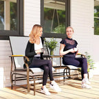 Outsunny Outdoor 2-Person Glider Bench with Table, Outside Breathable Mesh Swing Chair for Patio, Garden, Backyard, Porch