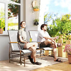 Outsunny Outdoor 2-Person Glider Bench with Table, Outside Breathable Mesh Swing Chair for Patio, Garden, Backyard, Porch