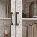 Famapy Sofisticato Mobile Accent Bianco Mobile Contenitore: Elegante Soluzione di Archiviazione con Ricche Venature del Legno