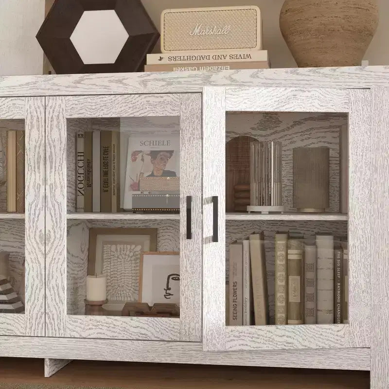 Famapy Sofisticato Mobile Accent Bianco Mobile Contenitore: Elegante Soluzione di Archiviazione con Ricche Venature del Legno