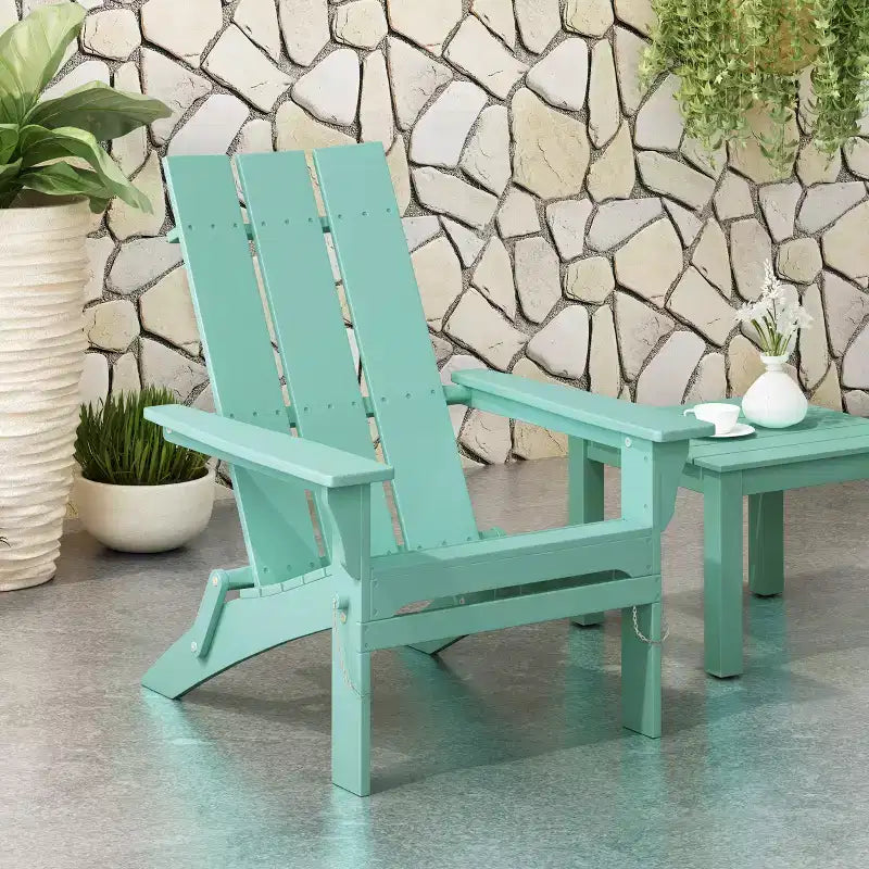 GDFStudio Gurekam Outdoor Acacia Wood Folding High Back Adirondack Chair