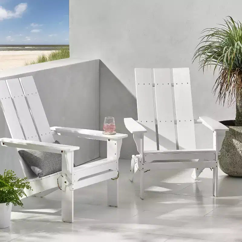 GDFStudio Gurekam Outdoor Acacia Wood Folding High Back Adirondack Chair (Set of 2)