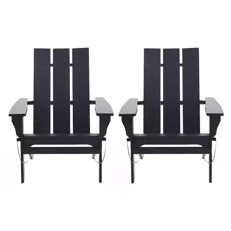 GDFStudio Gurekam Outdoor Acacia Wood Folding High Back Adirondack Chair (Set of 2)
