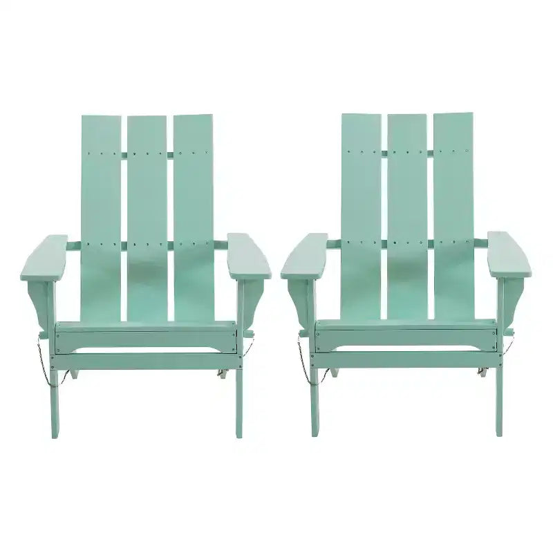 GDFStudio Gurekam Sedia Adirondack Pieghevole da Esterno in Legno di Acacia con Schienale Alto (Set da 2)
