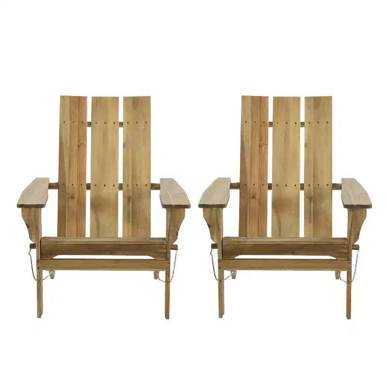 GDFStudio Gurekam Sedia Adirondack Pieghevole da Esterno in Legno di Acacia con Schienale Alto (Set da 2)