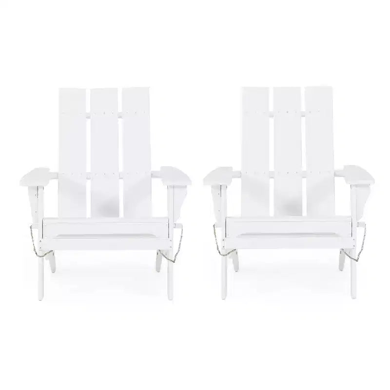 GDFStudio Gurekam Sedia Adirondack Pieghevole da Esterno in Legno di Acacia con Schienale Alto (Set da 2)